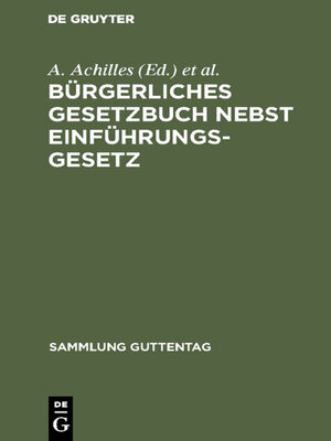 cover image of Bürgerliches Gesetzbuch nebst Einführungsgesetz